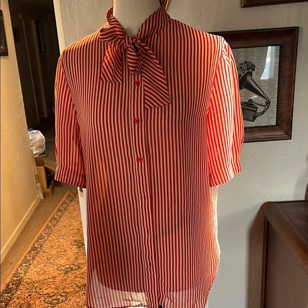 Red and Tan Vintage Blouse